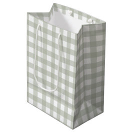 Bolsa De Regalo Mediana Patrón de cuadros verde salvia