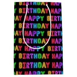 Bolsa De Regalo Mediana Patrón de cumpleaños feliz