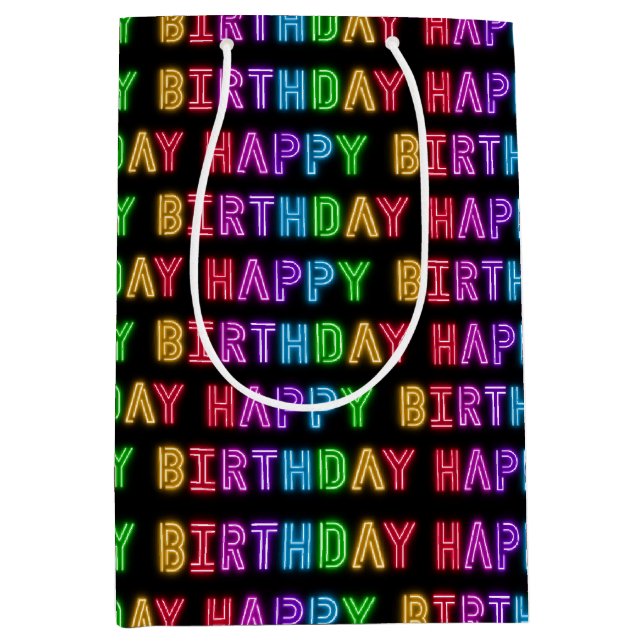 Bolsa De Regalo Mediana Patrón de cumpleaños feliz (Anverso)