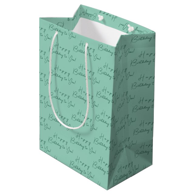 Bolsa De Regalo Mediana Patrón de cumpleaños feliz elegante personalizado  (Angulo reverso)
