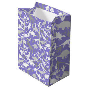 Bolsa De Regalo Mediana Patrón de dinosaurios 01A LPurple BG