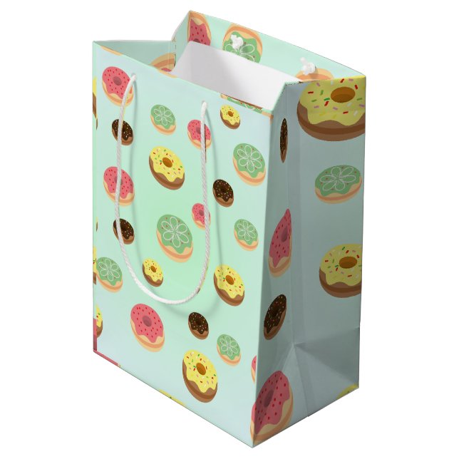 Bolsa De Regalo Mediana Patrón de donut de vainilla de berry de Choco Chic (Angulo reverso)