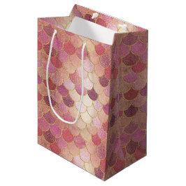 Bolsa De Regalo Mediana Patrón de escala de sirena de Rosa Gold Shimmer