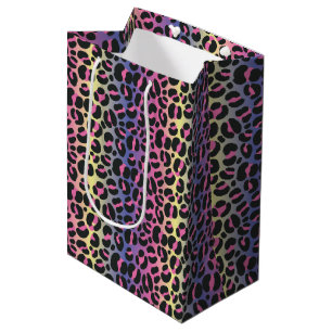 Bolsa De Regalo Mediana Patrón de estampado de animal de leopardo arcoíris