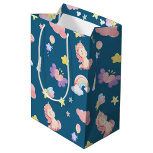Bolsa De Regalo Mediana Patrón de estrella de globo cardíaco de arco iris 