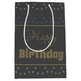Bolsa De Regalo Mediana Patrón de Estrella de Gris Profundo como Acento
