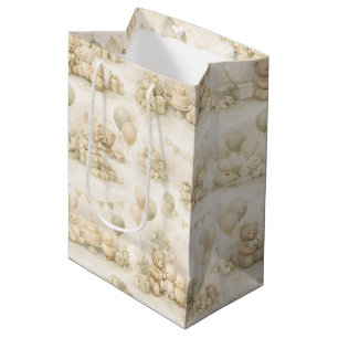 Bolsa De Regalo Mediana Patrón de fiesta de oso de peluche para baby showe