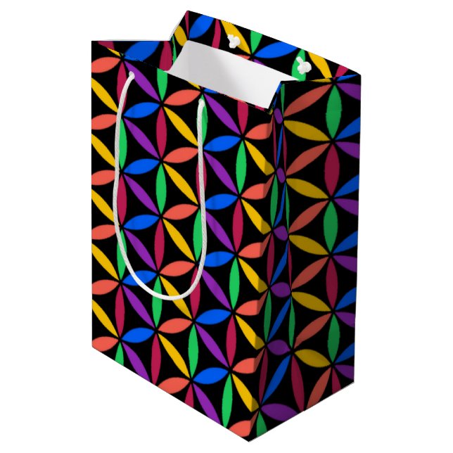 Bolsa De Regalo Mediana Patrón de flor arco iris (Angulo reverso)