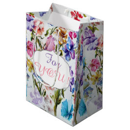 BOLSA DE REGALO MEDIANA PATRÓN DE FLORES BLANCO