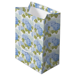 Bolsa De Regalo Mediana Patrón de flores de hortensia azul elegante
