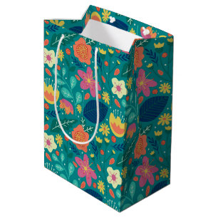 Bolsa De Regalo Mediana Patrón de flores de primavera de color lindo 2