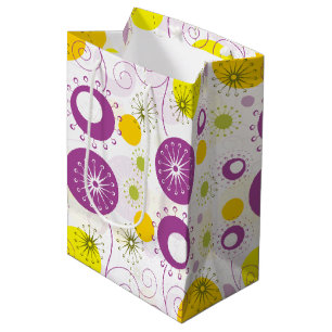 Bolsa De Regalo Mediana Patrón de flores estilizadas de corte