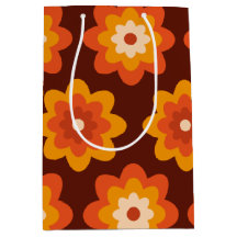 Patrón de flores naranja boho hippie retro groovy