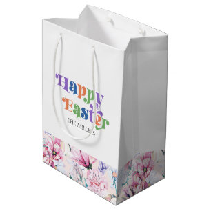 Bolsa De Regalo Mediana Patrón de flores Pastel de tipografía de brunch fe