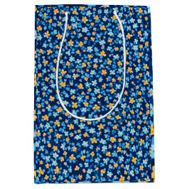 Bolsa De Regalo Mediana Patrón de flores pequeñas azules