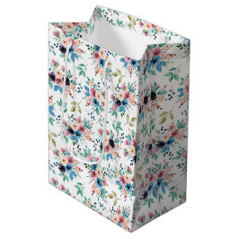 Bolsa De Regalo Mediana Patrón de flores primaverales coloridas