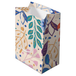 Bolsa De Regalo Mediana Patrón de follaje moderno de hojas coloridas
