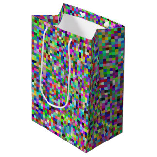 Bolsa De Regalo Mediana Patrón de fondo de cuadrados de píxeles coloridos