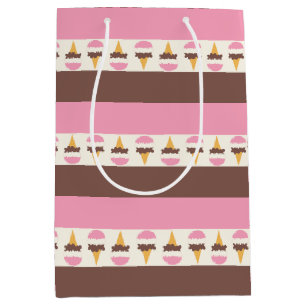 Bolsa De Regalo Mediana Patrón de franja de helado napolitano
