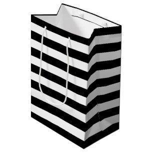 Bolsa De Regalo Mediana Patrón de franjas blancas negras {seleccione su c