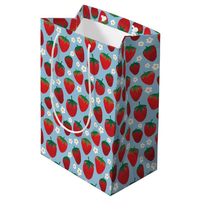 Bolsa De Regalo Mediana Patrón de fresas dulces (Angulo reverso)