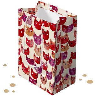 Bolsa De Regalo Mediana Patrón de gato de color de agua divertida