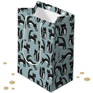 Bolsa De Regalo Mediana Patrón de gato de color negro y blanco