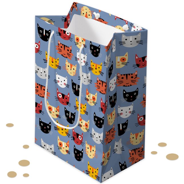 Bolsa De Regalo Mediana Patrón de gato de corte (Cute kitty cat pattern gift bag)