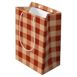 Bolsa De Regalo Mediana Patrón de Gingham controlado de Brown