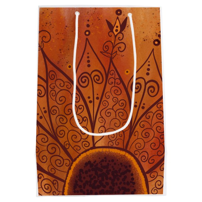 Bolsa De Regalo Mediana Patrón de girasol abstracto (Reverso)