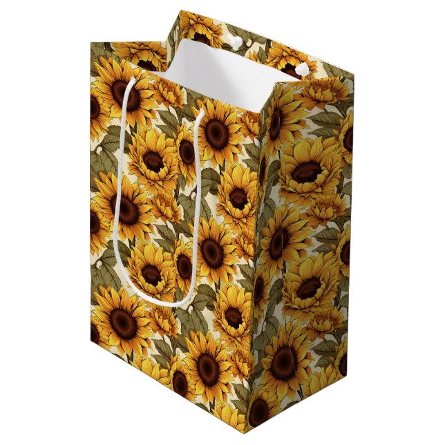 Bolsa De Regalo Mediana Patrón de girasol cúbico (Angulo Anverso)