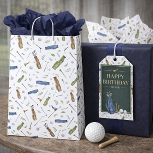 Bolsa De Regalo Mediana Patrón de Golf en Acuarela