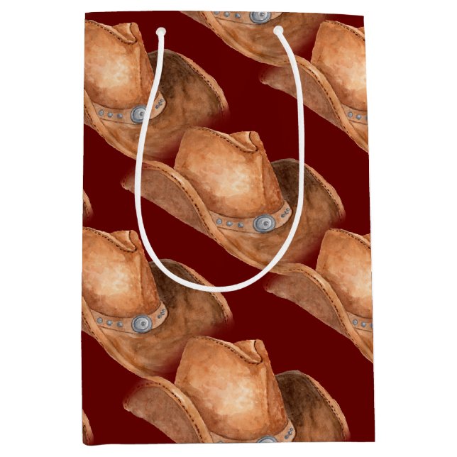 Bolsa De Regalo Mediana Patrón de Gorra de Vaquero Occidental (Anverso)