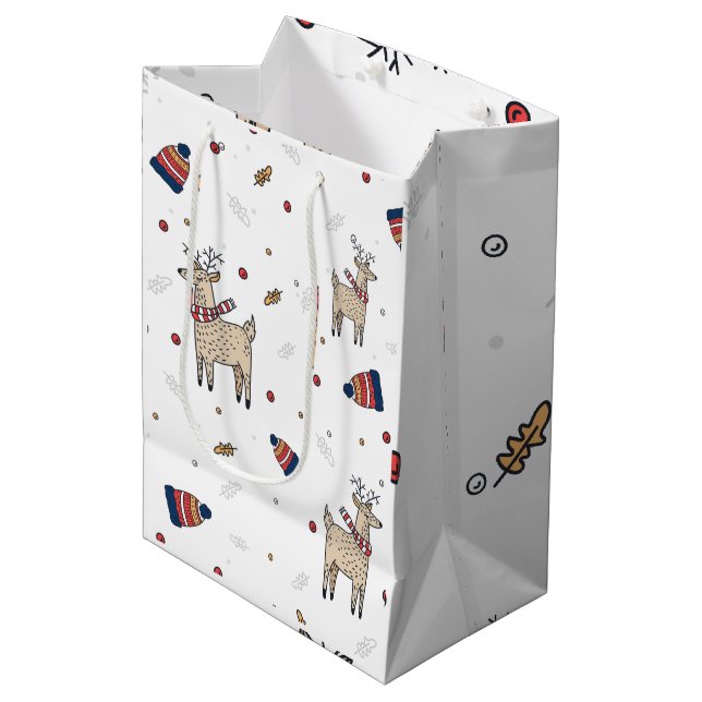 Bolsa De Regalo Mediana Patrón de Gorras de renos de navidades (Angulo Anverso)
