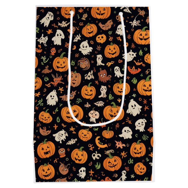 Bolsa De Regalo Mediana Patrón de Halloween (Reverso)