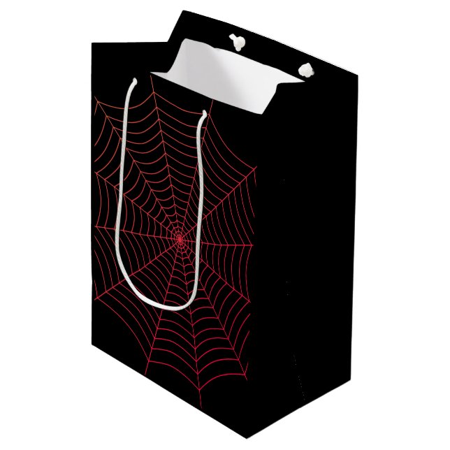 Bolsa De Regalo Mediana Patrón de Halloween de telaraña negra y roja (Angulo Anverso)