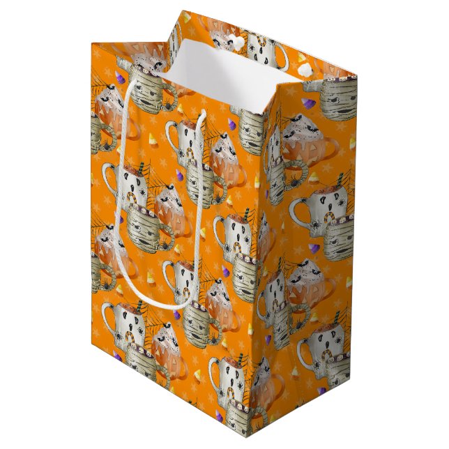 Bolsa De Regalo Mediana Patrón de Halloween Mummy Mug (Angulo Anverso)