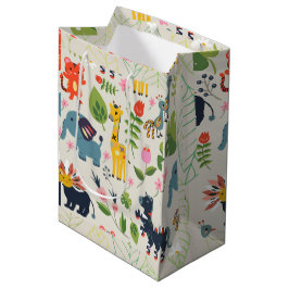Bolsa De Regalo Mediana Patrón de hoja de pasto de jungla animal