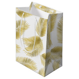 Bolsa De Regalo Mediana Patrón de hojas de palmera de Relieve metalizado d