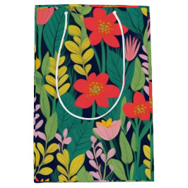 Bolsa De Regalo Mediana Patrón de hojas florales de jungla