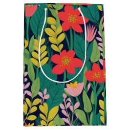 Bolsa De Regalo Mediana Patrón de hojas florales de jungla