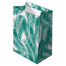 Bolsa De Regalo Mediana Patrón de hojas tropicales verdes