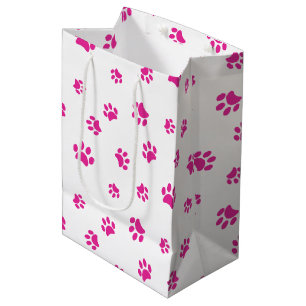 Bolsa De Regalo Mediana Patrón de Huellas de Pata Rosadas