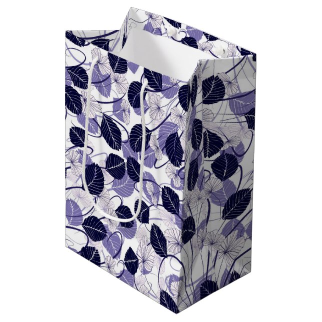 Bolsa De Regalo Mediana Patrón de Ilustracion Batik Purple y Vines (Angulo Anverso)