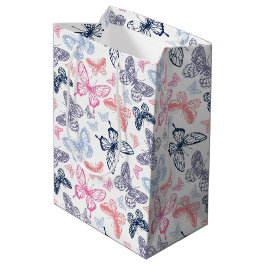 Bolsa De Regalo Mediana Patrón de Ilustracion de mariposa de color crudo