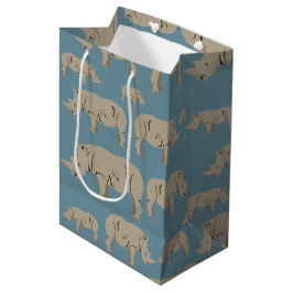 Bolsa De Regalo Mediana Patrón de Ilustracion rinoceronte