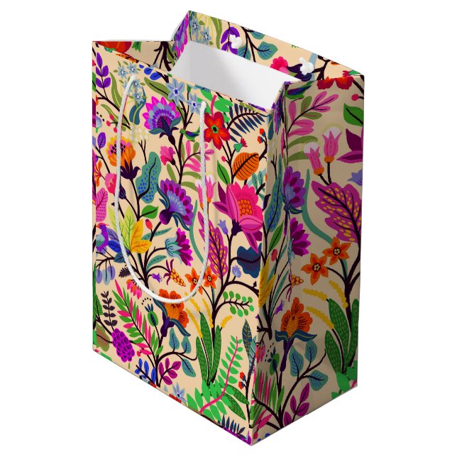 Bolsa De Regalo Mediana Patrón de impresión de flores de Ilustracion flora (Angulo reverso)