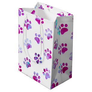 Bolsa De Regalo Mediana Patrón de impresión de hojas de cálculo color rosa