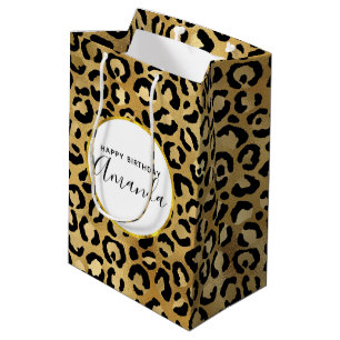 Bolsa De Regalo Mediana Patrón de impresión de leopardo salvaje y exótico