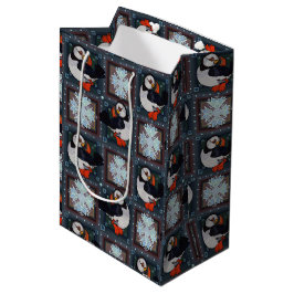 Bolsa De Regalo Mediana Patrón de invierno de Aves de Puffin Cutáneo